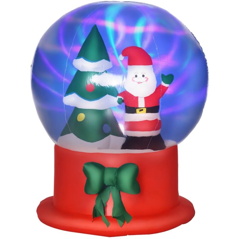 Outsunny 150 cm Aufblasbare Weihnachtsdekoration mit Weihnachtsmann und Weihnachtsbaum in der Kristallkugel Weihnachtsdeko Wasserdicht mit LED Licht