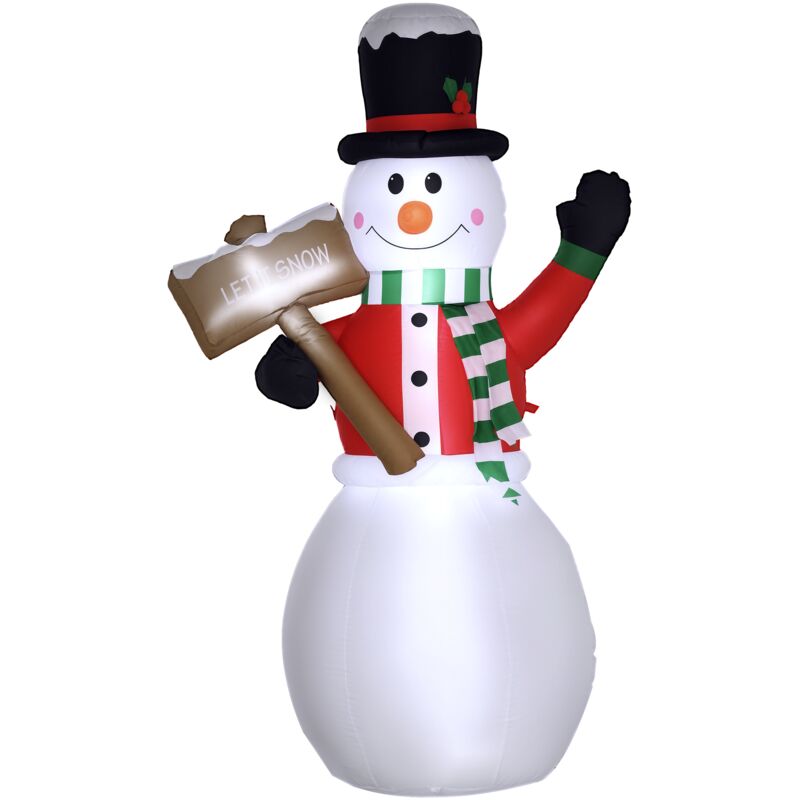 Outsunny Aufblasbarer Schneemann 180 cm mit Schild Aufblasbare Weihnachtsdekoration mit LED Licht Weihnachtsdeko Wasserdichter Weihnachtsfiguren IP44