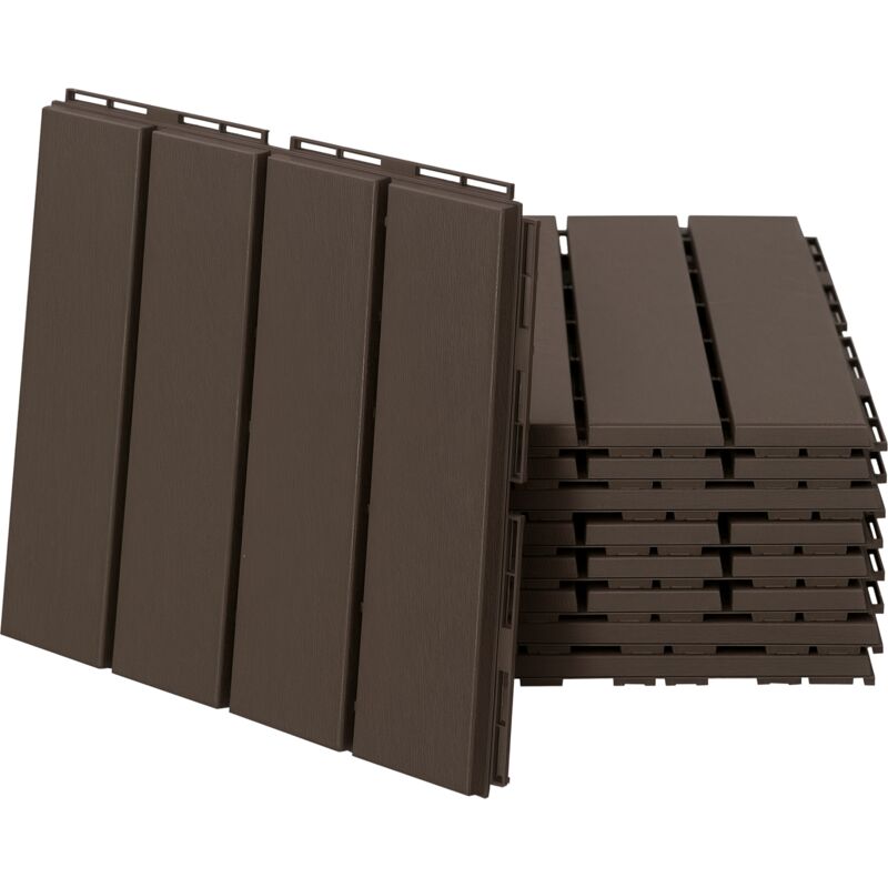 Terrassenfliesen 30 x 30 cm 9 Stück 0,81㎡ Klickfliesen Balkonfliesen mit Klicksystem Drainagefunktion Bodenbelag Fliese für Terrasse Balkon Braun