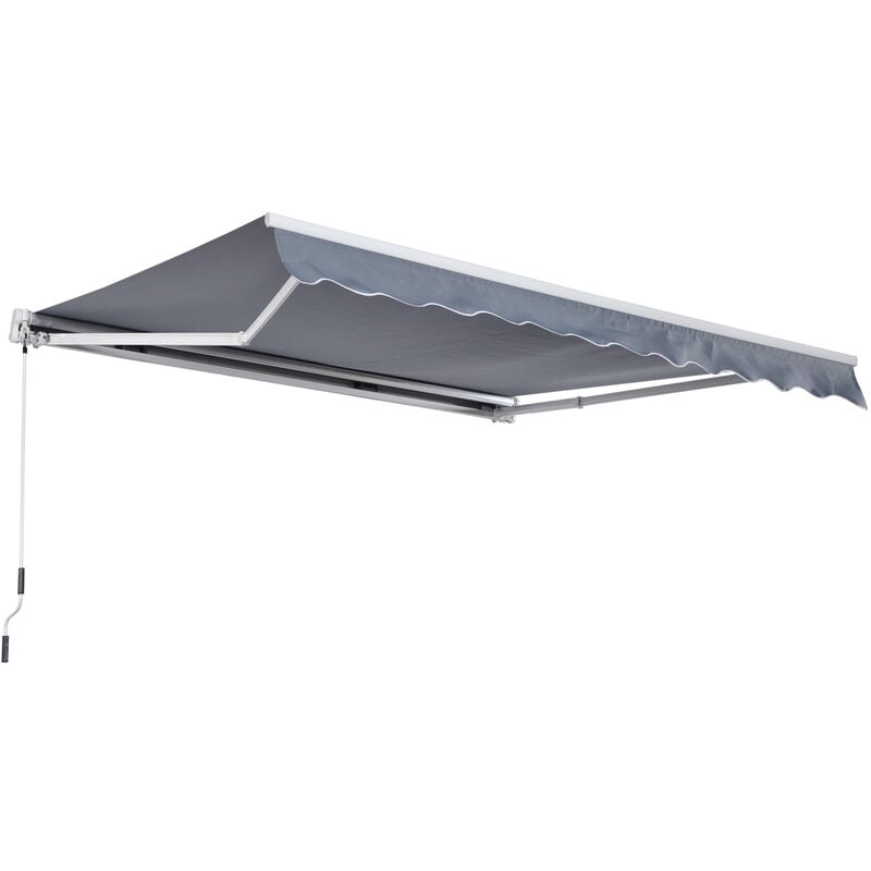 Markise Alu-Markise Gelenkarmmarkise Markise 4m Sonnenschutz Balkon Grau - Grau - Outsunny