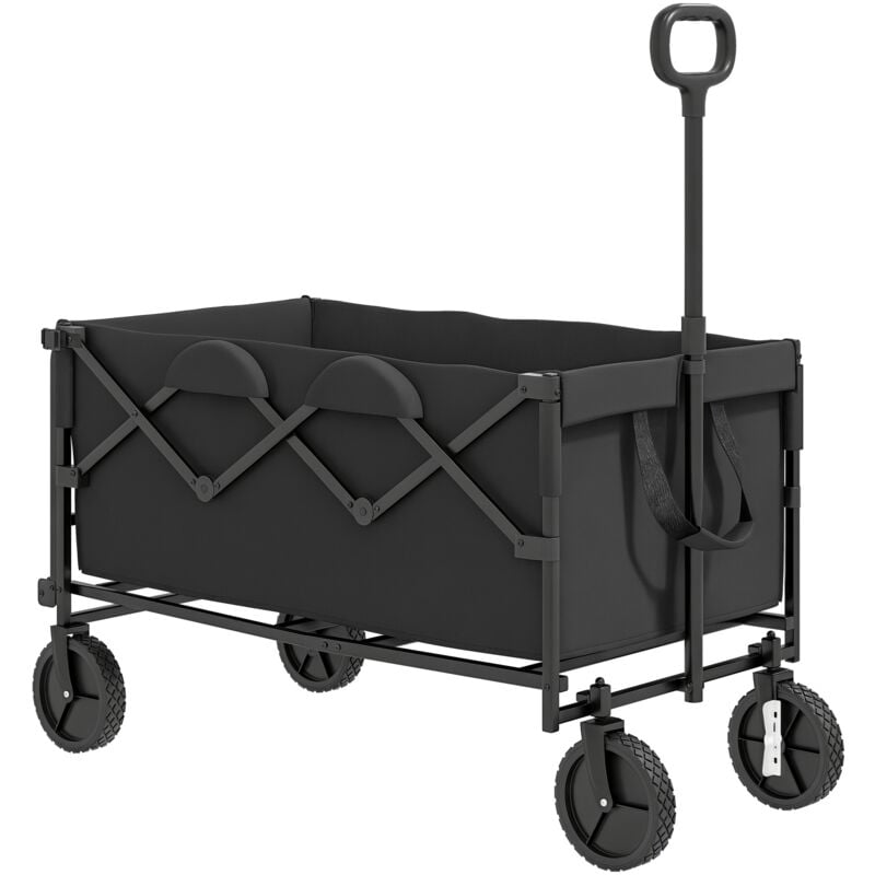 Outsunny - Gartenwagen 100 kg belastbar klappbar Erweiterter Transportwagen mit herausnehmbare Plane Griff Rädern Bollerwagen Handwagen Gartenkarre