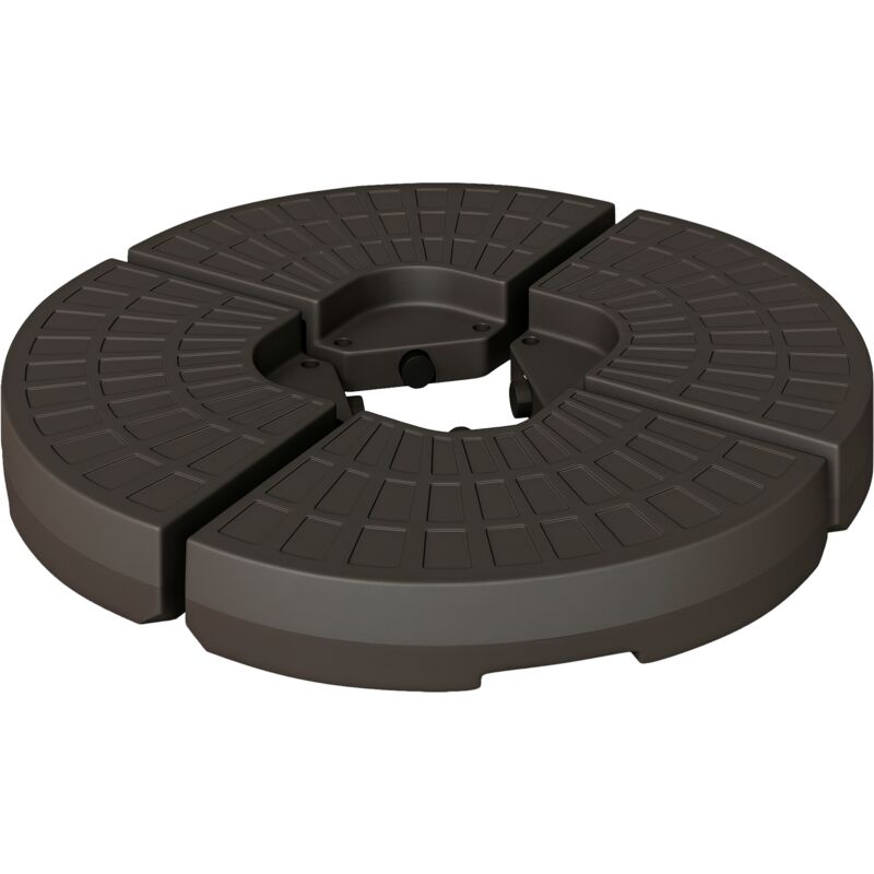 Sonnenschirmständer 4-teilig, Schirmgewicht, Schirmständer, Bodenkreuz befüllbar mit Sand/Wasser bis 25/17 kg, Gewichte Sonnenschirmfuß hdpe Kaffee