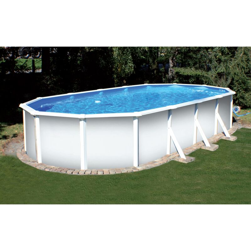 Stahlwandpool ovalform Classic 610x360x120 cm, Stahl 0,4 mm weiß, Folie 0,3 mm blau, overlap