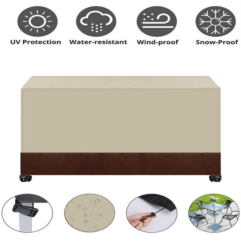 Oxford-Gartenmöbel-Abdeckung, 90 x 90 x 40 cm, wasserdichte Gartenmöbel-Abdeckung aus Oxford-Gewebe, für die Terrasse mit 10–12 Sitzplätzen, Beige +