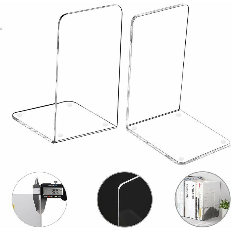 Paar Acryl-Buchstützen, Aufbewahrungsbox, Regal, Bibliothek, Schulbedarf, Büro (2 Stück, 3,9 x 3,9 x 5,1 Zoll)