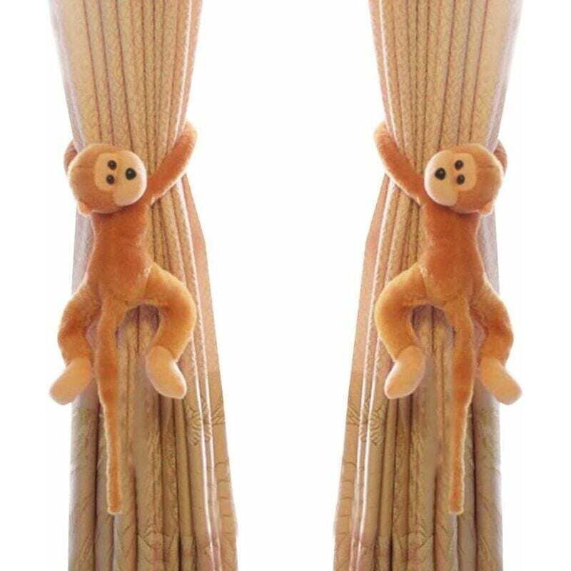 Paar Vorhang-Raffhalter-Haken, Affen-Vorhang-Clips, Seil, Tier-Vorhang-Zubehör, Halter, dekorativer Vorhanghalter für Kinderzimmer, Wohnzimmer,