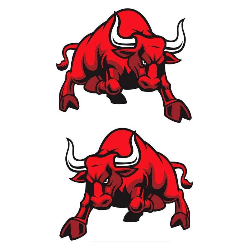 1 Paar wütender Stier-Aufkleber, reflektierende Vinyl-Auto-Styling-Aufkleber, abnehmbare, wasserdichte Aufkleber, Haustier-Motorrad-Fahrrad-Dekor