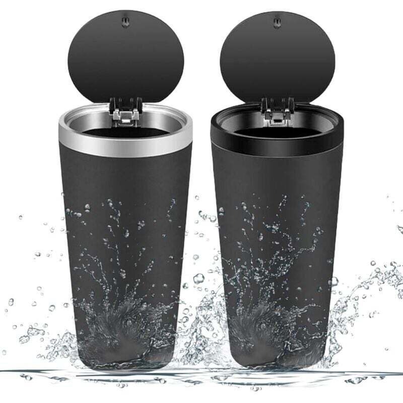 Pack Auto-Mülleimer mit Deckel, Mini-Fahrzeug-Mülleimer, Getränkehalter, tragbarer Mülleimer für Auto, Zuhause, Küche, Büro, Schlafzimmer, Schwarz