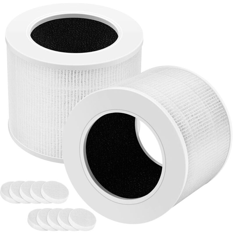 Pack Core Mini-Ersatzfilter kompatibel mit LEVOIT Core Mini-Luftreiniger, 3-in-1 hocheffizienter True HEPA Core Mini-Filterersatz, 2er-Pack Filter +