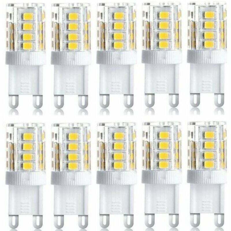 Pack de 10 focos LED, luces LED decorativas, bombillas LED G9, 5 W, blanco cálido/blanco frío, bombillas LED de bajo consumo, bombillas halógenas de