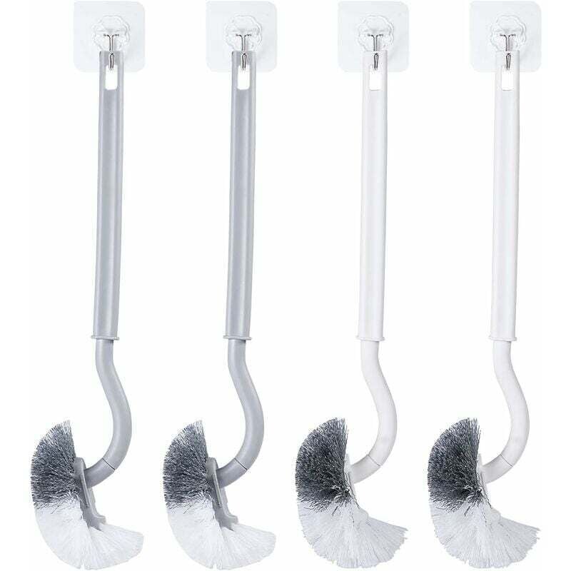 Pack de 4 Brosse WC,Brosse Toilettes WC, brosses de Toilette avec Nettoyage des Bords, brosses de Toilette à Manche Long, brosses de Toilette de