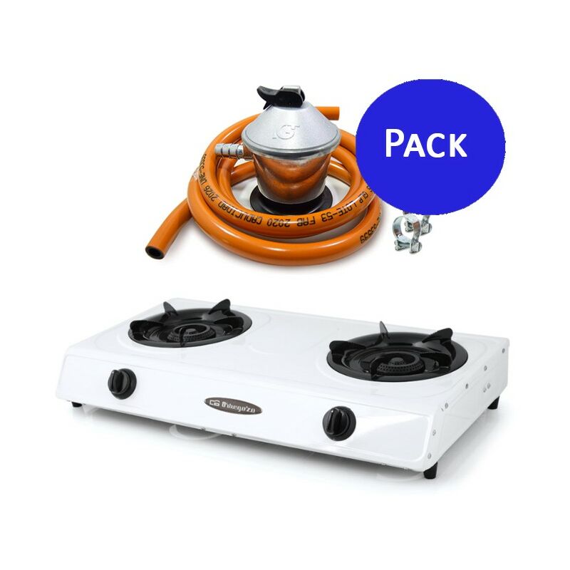 Pack Gaskocher Orbegozo FO2600, Butan oder Propangas + Kompletter Butangasregler