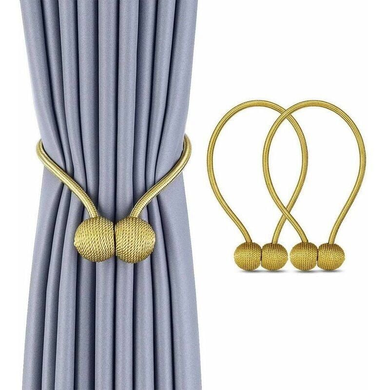 Packung magnetische Vorhang-Raffhalter für Vorhänge, Gardinen, Wohnzimmer- und Bürodekor, kein Werkzeug erforderlich (Gold)