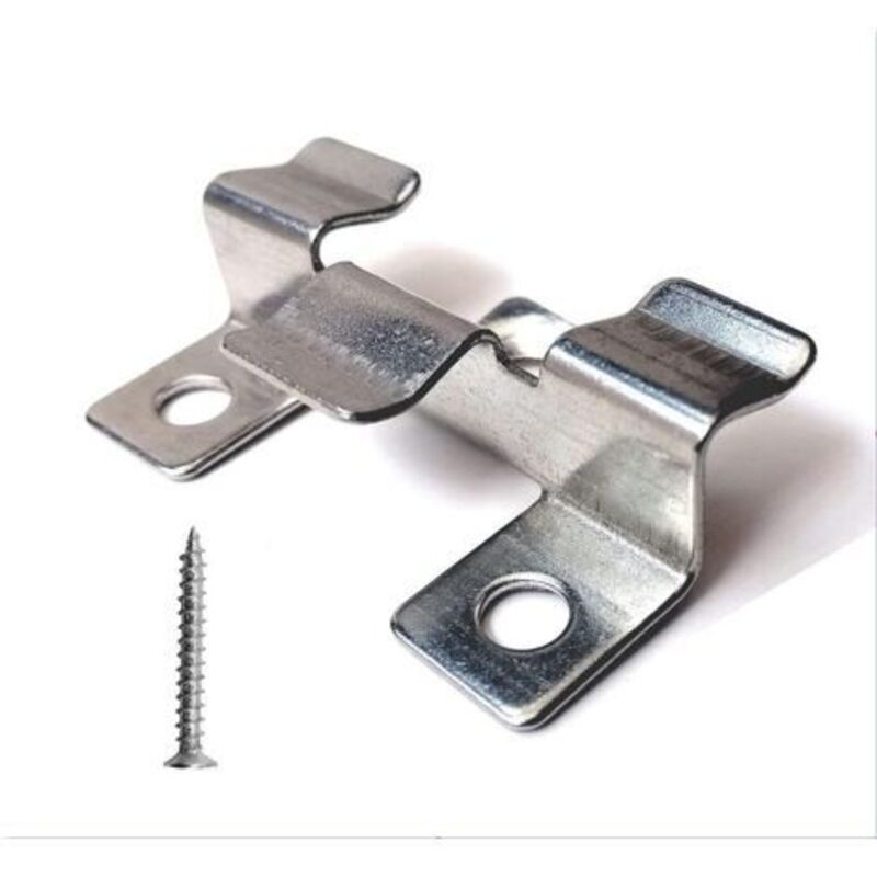 Packung mit 100 Befestigungsclips für WPC-Terrassendielen mit Edelstahlschrauben (1 cm Höhe)