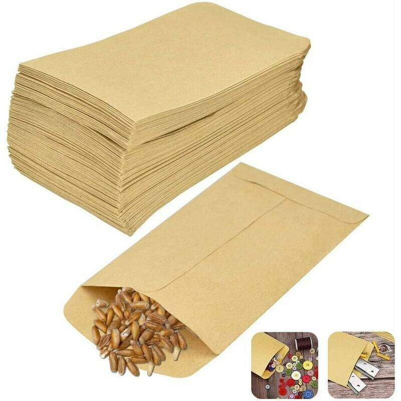 Packung mit 100 braunen Kraftpapiertüten (10 x 6 cm), recycelbar, für Samen, Süßigkeiten und Kekse. Umweltfreundliche Alternative – 100 Stück.