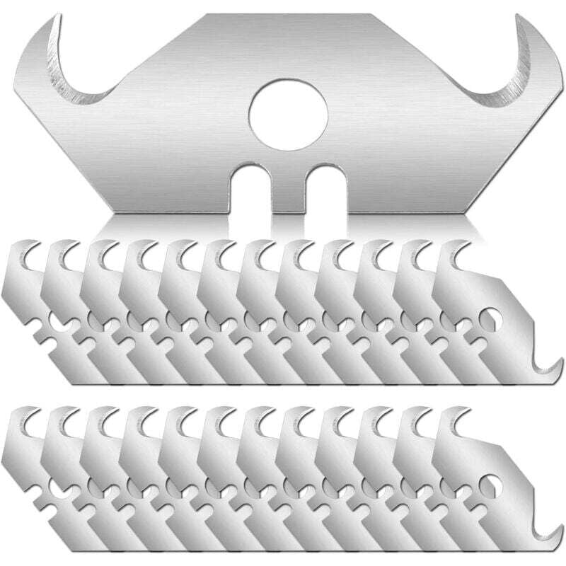 Packung mit 100 Universal-Rasierklingen aus Stahl mit Aufbewahrungsbox zum Schneiden von Teppichen, Tapeten und Dachmaterialien.