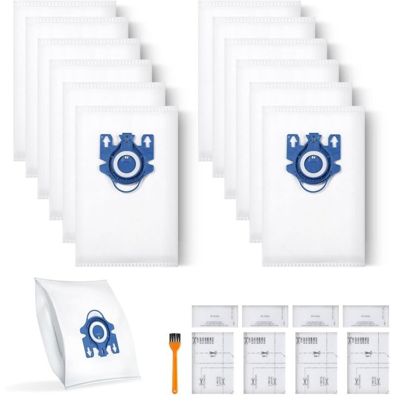 Packung mit 12 3D-Staubbeuteln, kompatibel mit Miele GN Staubsaugern, Ersatz für Miele Classic C1 Complete Serie C1, C2, C3, S400i, S600, S2, S5 und