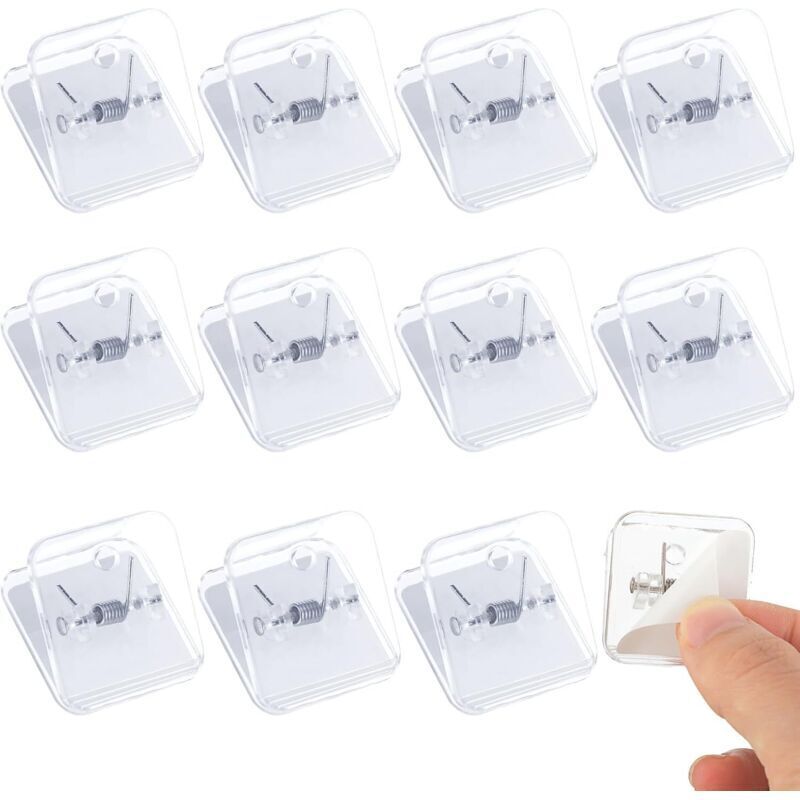 Packung mit 12 doppelseitigen Klebeclips für Tapeten, Duschvorhänge, Fahnenhalter, Federclips für Büro, Poster, Klassenzimmer, Außenbereich,