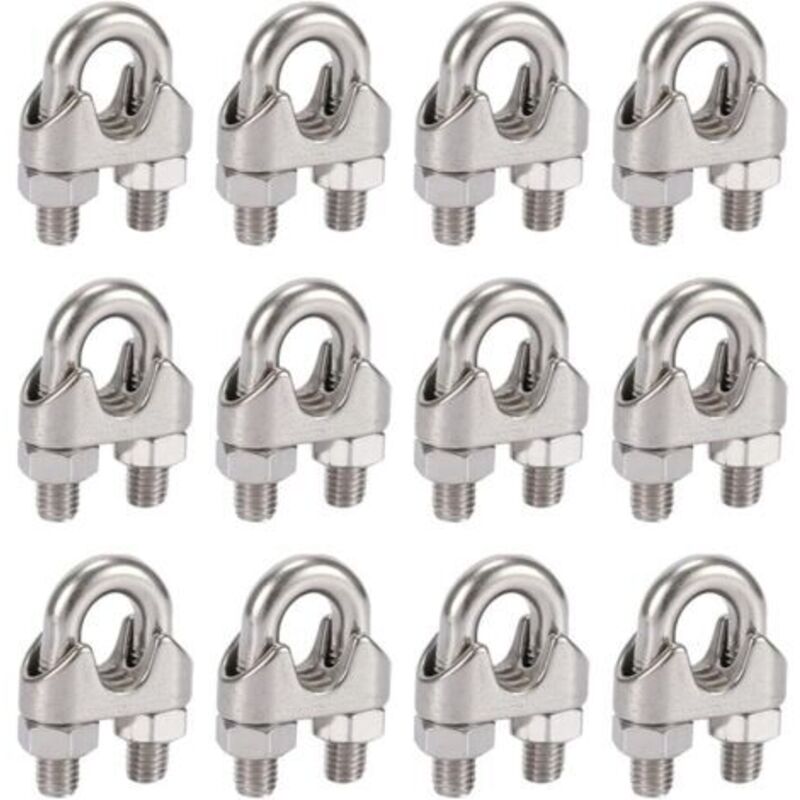 Packung mit 12 Kabelbindern aus Edelstahl M5 304 mit Doppelclips für Wäscheleinen, Markisen und Befestigungen