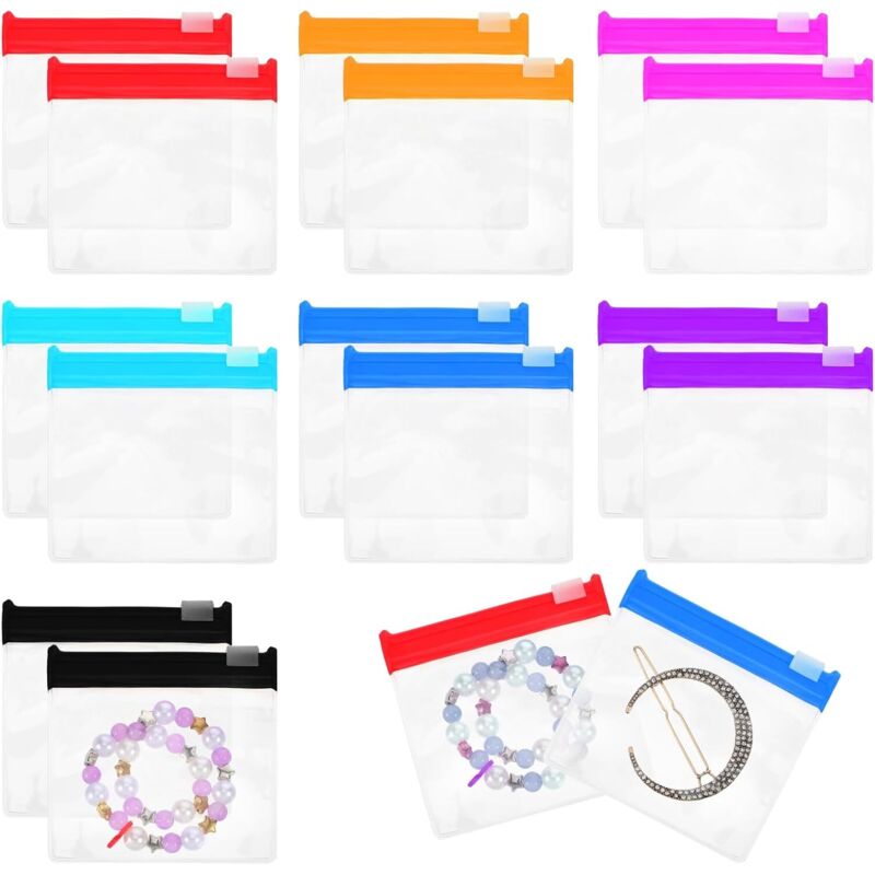 Packung mit 14 Pillenbeuteln, 7 Farben, Mini-Reißverschlussbeutel, tragbare transparente Beutel für Medikamente, Reisebeutel zum Organisieren,