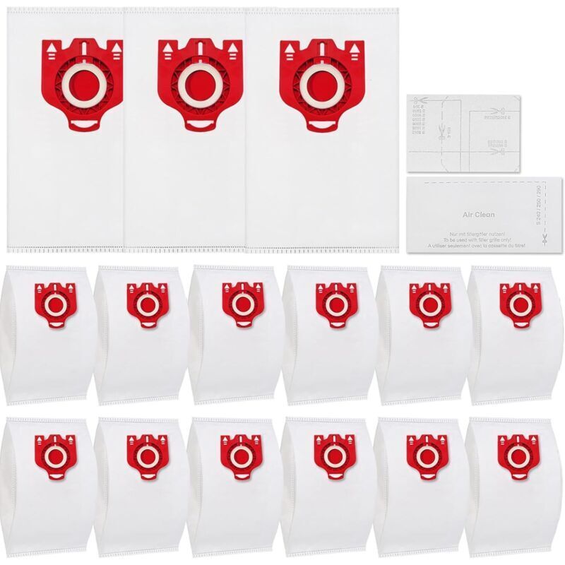 Packung mit 15 Staubsaugerbeuteln für Miele FJM Complete Serie C1 Compact C1 C2 FJM Serie S2 S3 S4 S5 S6 S7 Staubbeutel für Miele 3D mit 2
