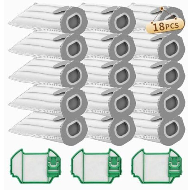 Packung mit 15 Staubsaugerbeuteln für Vorwerk Kobold VK7, kompatibel mit Vorwerk Kobold VK7 FP7, inklusive 3 HEPA-Filtern, Ersatzfilterbeuteln und