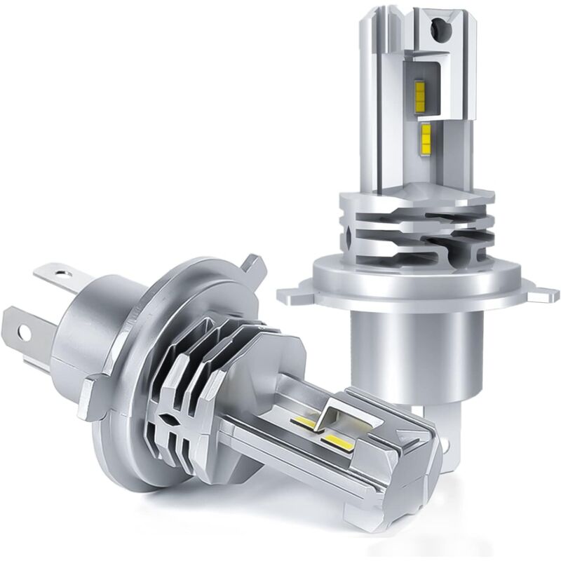 Packung mit 2 H4 LED-Lampen, 6500K weiß, für 12V-24V Autoscheinwerfer (Abblend-/Fernlicht).