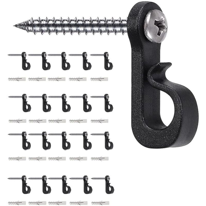 Packung mit 20 Schraubhaken für den Innen- und Außenbereich, z. B. für Weihnachtsbeleuchtung, Garage, Silvesterdekoration