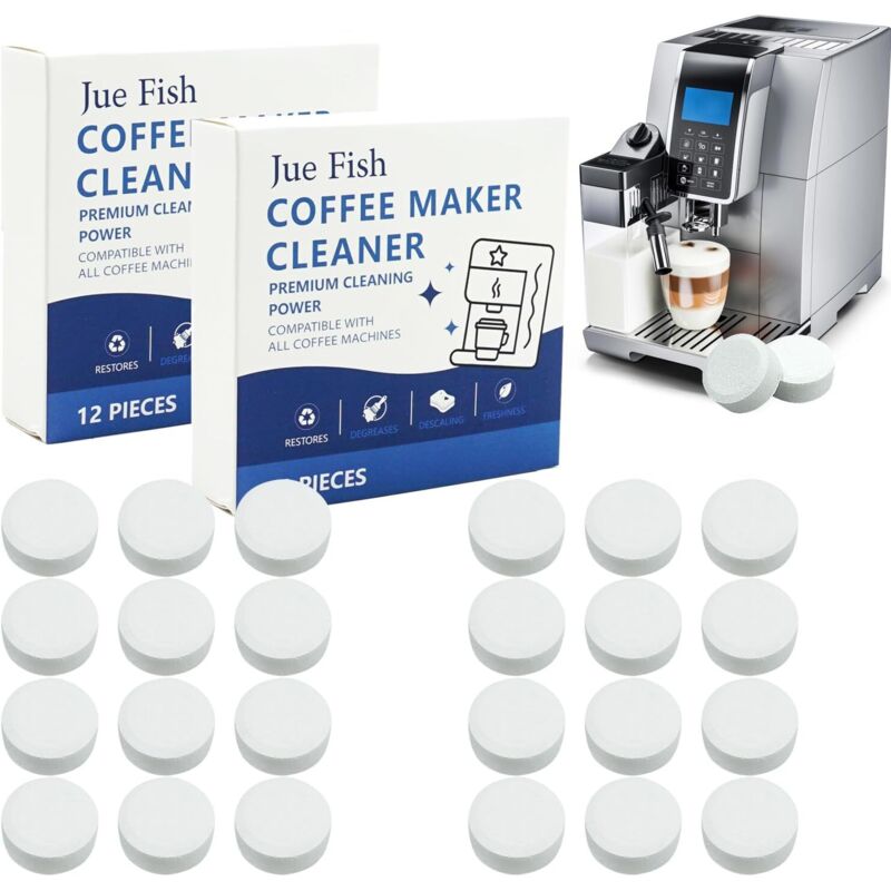 Packung mit 24 Reinigungstabletten – 3-Phasen-Reinigung für Kaffeevollautomaten, kompatibel mit Jura-Geräten, regelmäßige Reinigung zur Gerätepflege