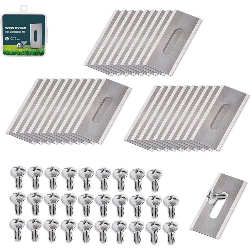 Packung mit 30 Ersatzmessern für Mähroboter, Langlochmesser, kompatibel mit Husqvarna/Automower/Gardena, universelle Ersatzmesser für Mähroboter.
