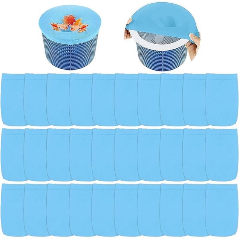 Packung mit 30 Poolskimmer-Socken, Poolfilter-Socken, Nylon-Filternetz, elastischem Filternetz, Skimmerkorb, Skimmer-Socken zum Entfernen