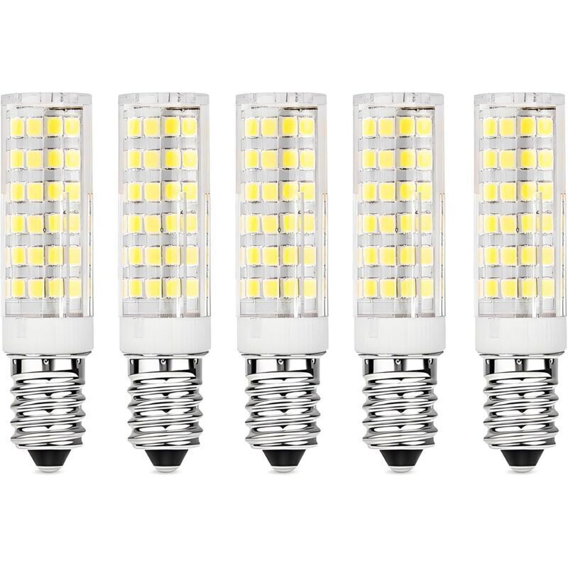 Packung mit 5 E14 LED-Lampen für Dunstabzugshauben, 9 W, kaltweiß (6000 K), 220-230 V AC, nicht dimmbar, für Kühlschränke/Dunstabzugshauben.
