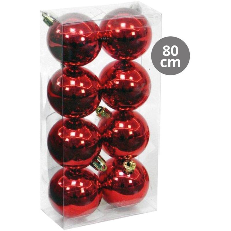 GSC - Packung mit 8 Weihnachtskugeln Ø8cm (glänzend) aus rotem und goldenem Kunststoff