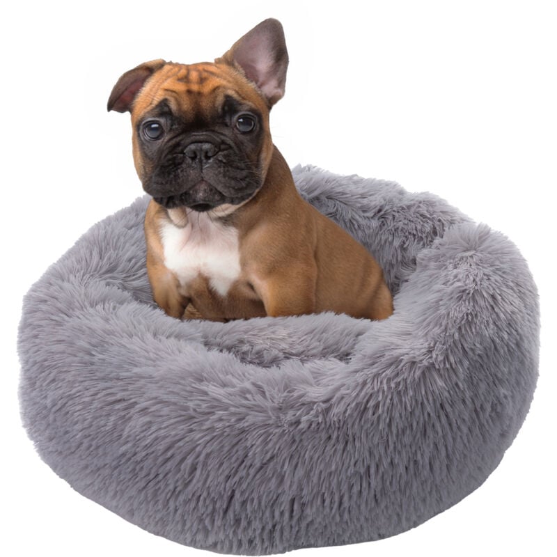 Paco Home - Hundebett Katzenbett Flauschig Hundekissen Hundesofa Hundedecke Hundekörbchen Grau, Ø60 cm