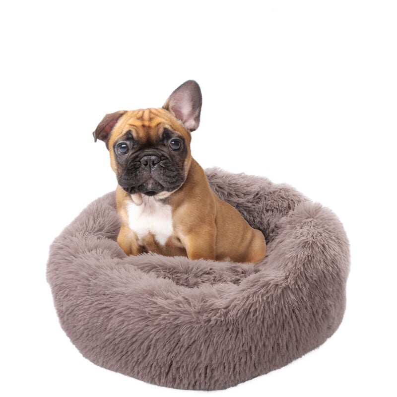 Paco Home - Hundebett Katzenbett Flauschig Hundekissen Hundesofa Hundedecke Hundekörbchen Beige, Ø60 cm