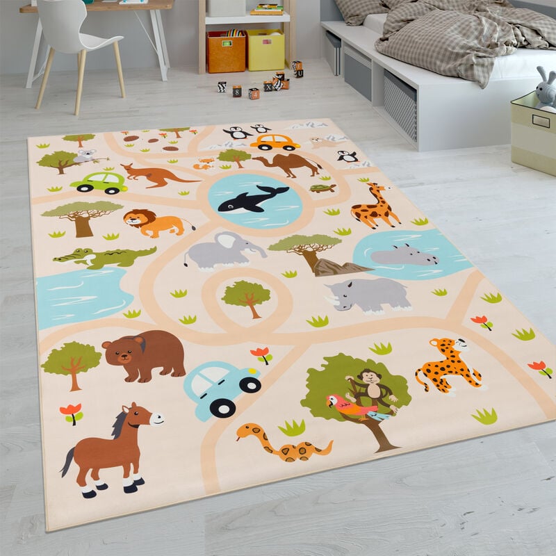 Paco Home - Kinder-Teppiche, Kurzflor-Teppiche für Kinderzimmer mit vers. Designs Spielteppiche Bunt 240x340 cm, Bunt 2