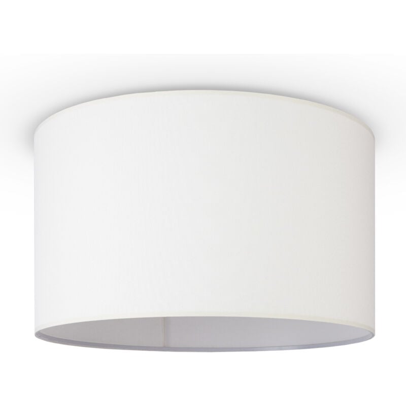 Pendellampe Wohnzimmer Deckenleuchte Stoff Lampenschirm Modern Einfarbig Rund Deckenleuchte - Weiß, Weiß (Ø45.5 cm) - Paco Home