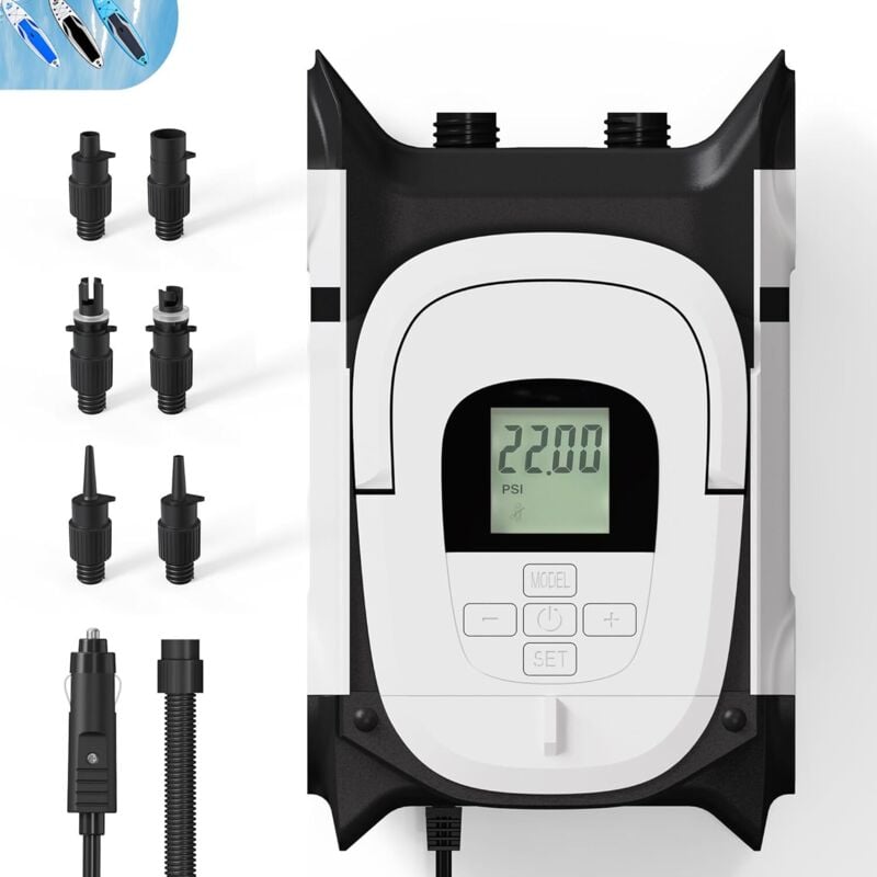 Paddleboard-Pumpe mit automatischer Abschaltung, Doppelmotoren zum Aufpumpen von SUPs und Booten, tragbare elektrische Luftpumpe für Paddleboards mit