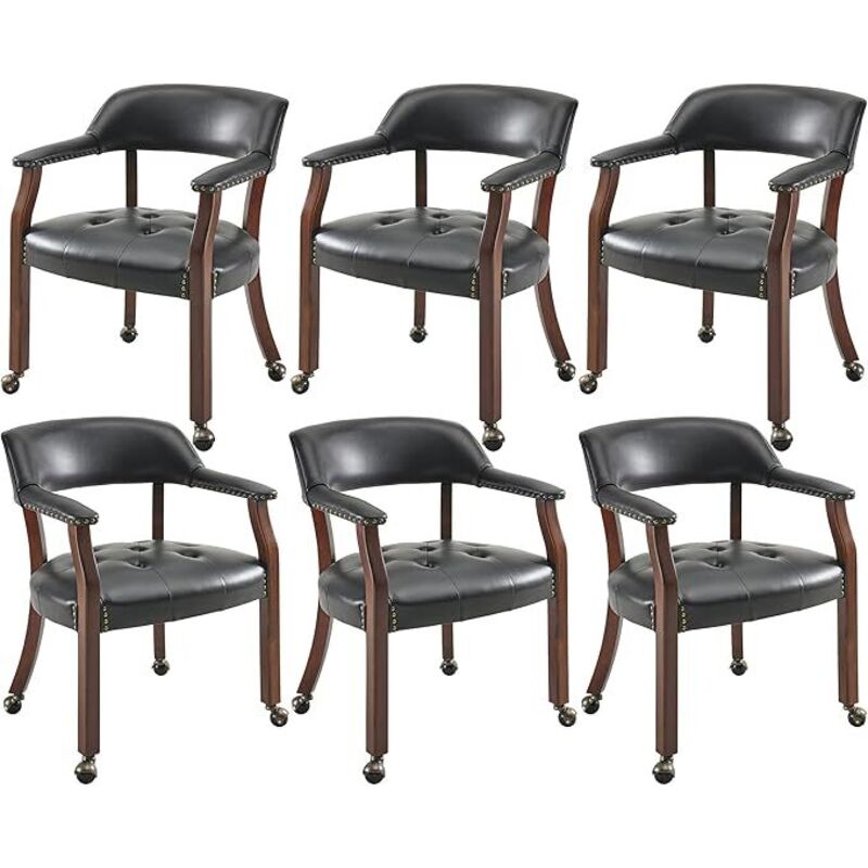 Padma House 6 er Große Esszimmerstühle mit Rollen und Arme, Rolling Dining Stühles mit Rädern, Akzent Spiel Stühle-Boss Caption's-Stühle, 66CM x 64CM