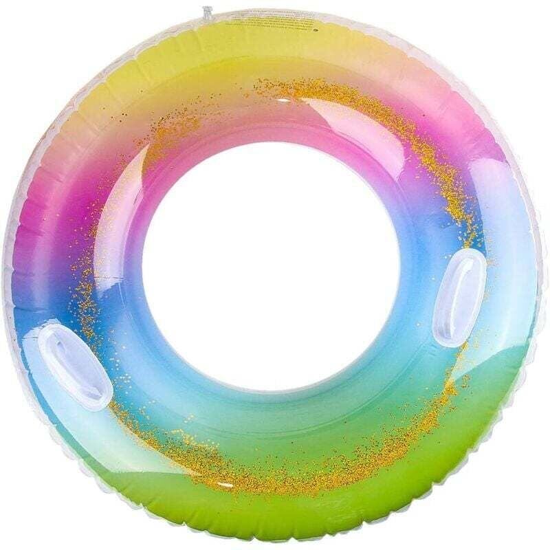 Pailletten-Schwimmring, Pool-Float, Pool-Float für Kinder und Erwachsene, transparenter Pailletten-Schwimmring, aufblasbare Wasserspiele für Pool und