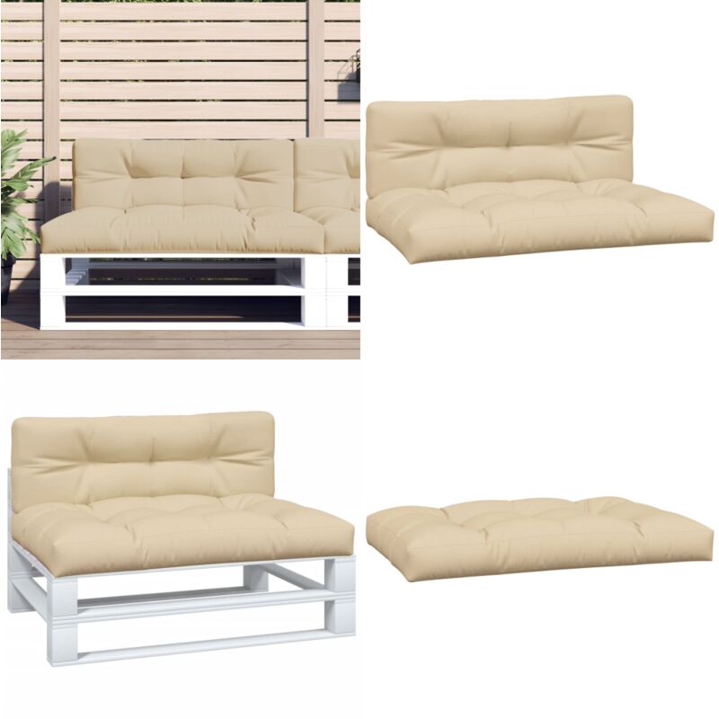 Palettenkissen 2-tlg. Beige Stoff - Gartenkissen - Außenkissen - Polstersitz - Lounge Möbel - Balkon Dekoration - Home & Living