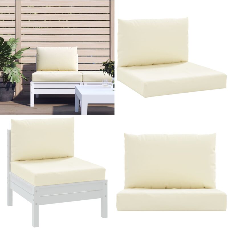 Palettenkissen 2-tlg. Cremeweiß Oxford-Gewebe - Freien Sitzkissen - Outdoor-Kissen