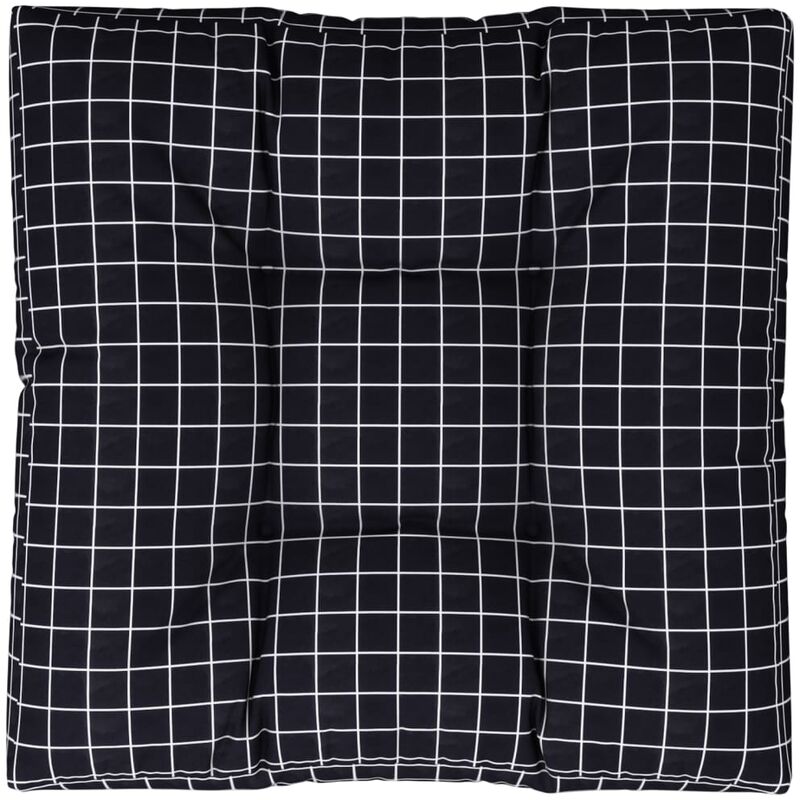 Palettenkissen Schwarz Karomuster 80x80x12 cm Stoff vidaXL