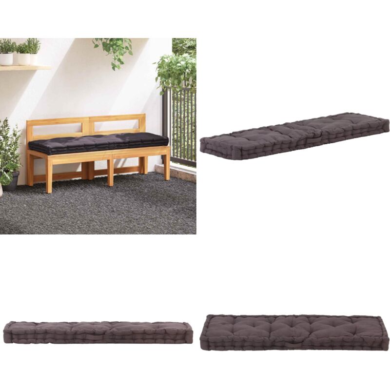 Palettenkissen Baumwolle 120×40×7 cm Anthrazit - Sitzkissen - Palettenkissen - Outdoorkissen - Gartenkissen - Loungekissen - Home & Living