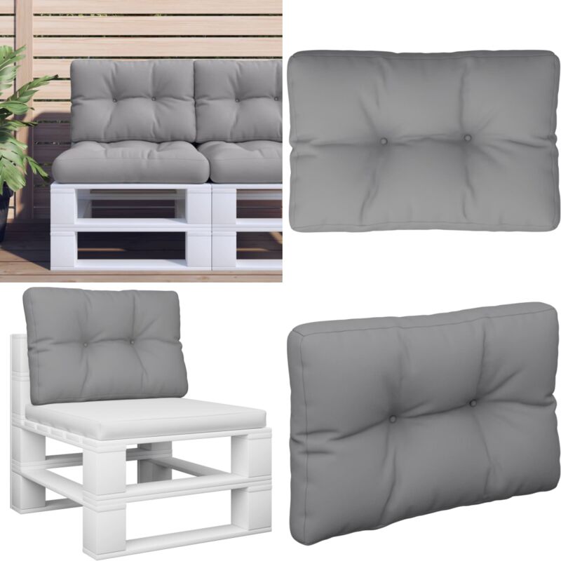 Palettenkissen Grau 50x40x12 cm Stoff - Sitzkissen - Palettenkissen - Gartenkissen - Außenkissen - Polyesterkissen - Home & Living