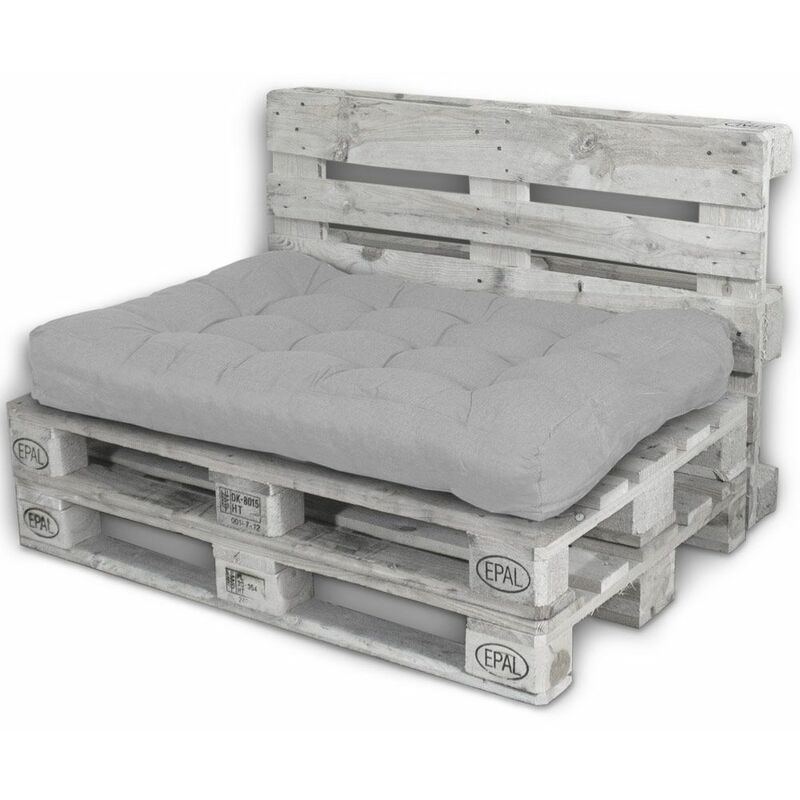 Palettenkissen Palettenauflagen Sitzkissen Rückenlehne Kissen Palette Polster Sofa Couch Hellgrau - Sitzfläche