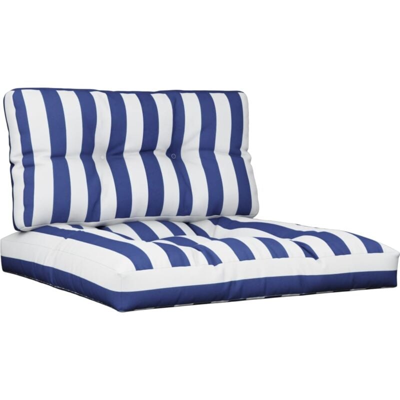 Palettenkissen 2-tlg. Blau & Weiß Gestreift Stoff Vidaxl