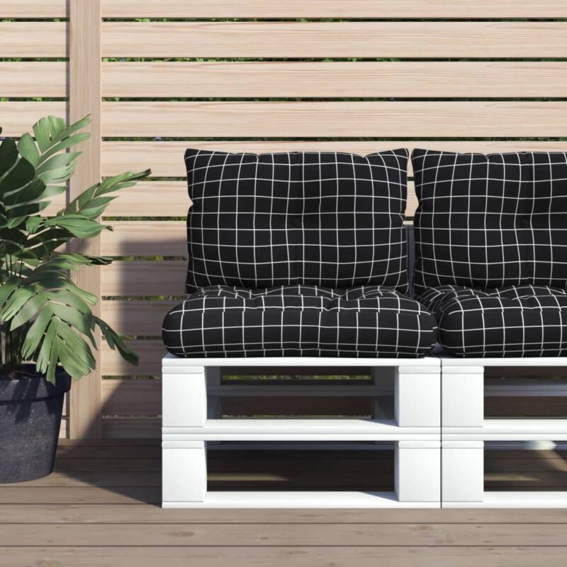 Prolenta Premium Palettenkissen 2 Stk. Schwarz Karomuster