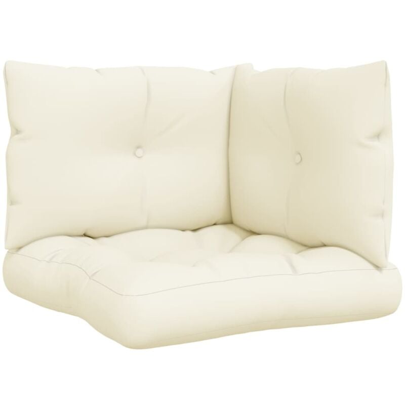 Palettenkissen 3-tlg. Creme Stoff vidaXL