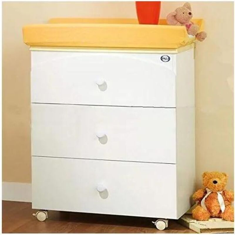 Pali Tris Wickeltisch Weiß mit Komfort-Hocker